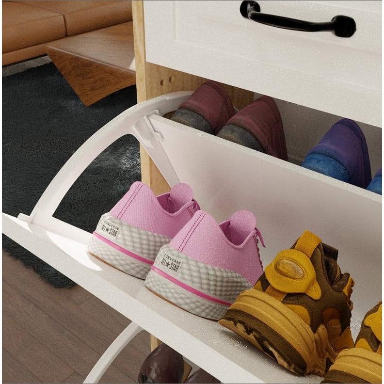 Modern Shoe Cabinet with 3 Doors 2 Drawers with Hanger