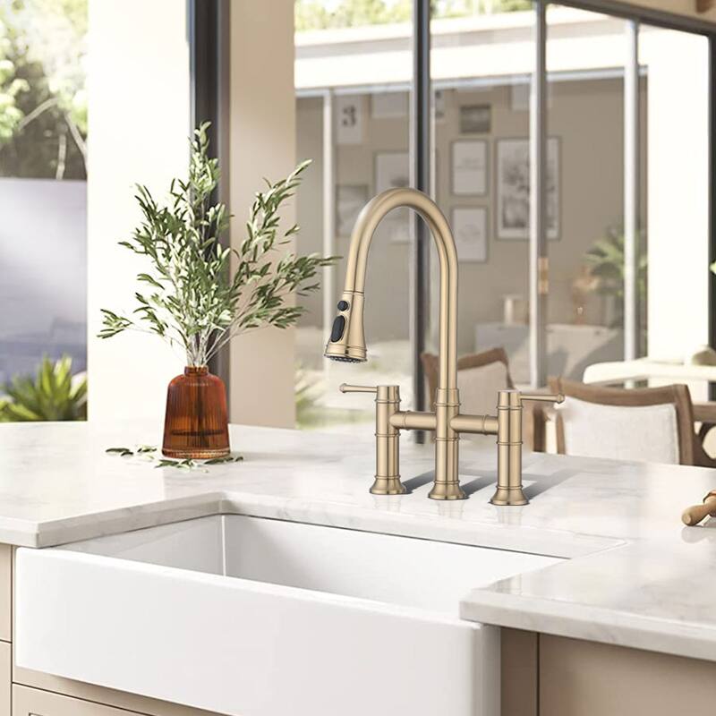 Dornberg 2-handle Bridge Kitchen Faucet With Pull-out Sprayer