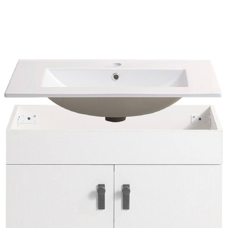 24 in. W x 19 in. D x 23 in. H Bathroom Vanity with White Ceramic Basin,Two Soft Close Cabinet Doors,Excluding faucets