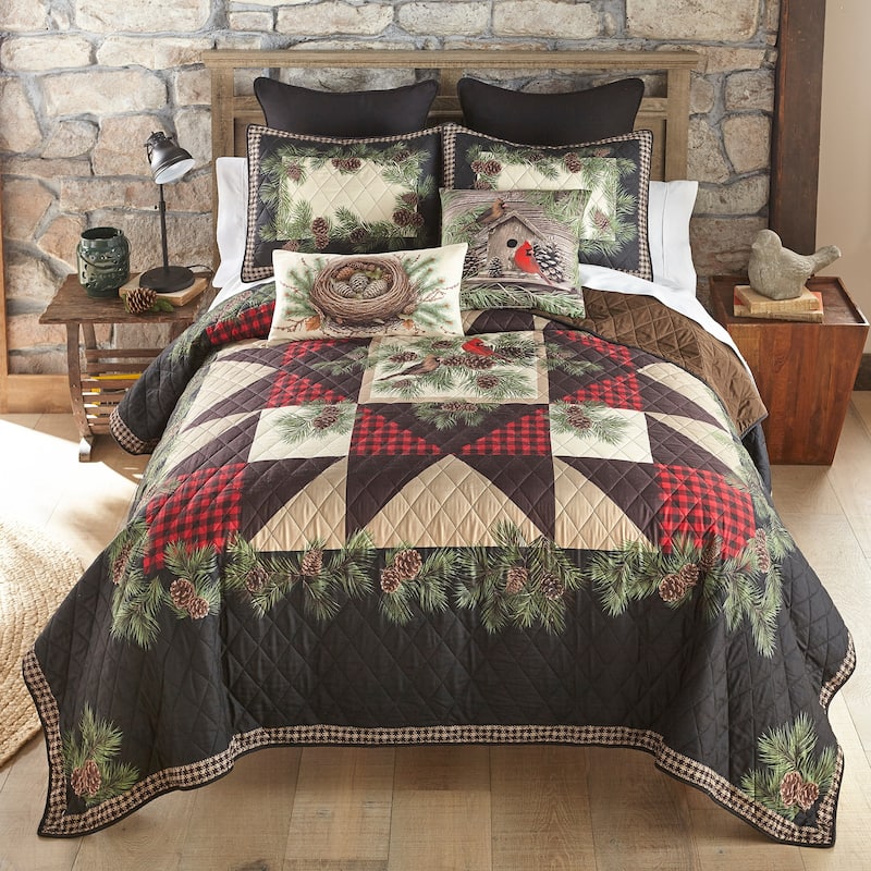 Donna Sharp Cardinal Pine 3PC Quilt Set - Red - Queen