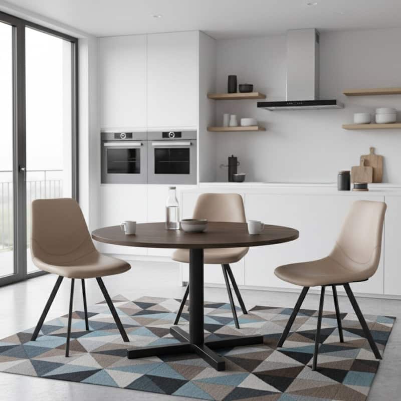 Markley Modern Ergonomic Leather Dining Chair with Black Steel Legs, Scratch-Resistant & Comfortable Kitchen Chair