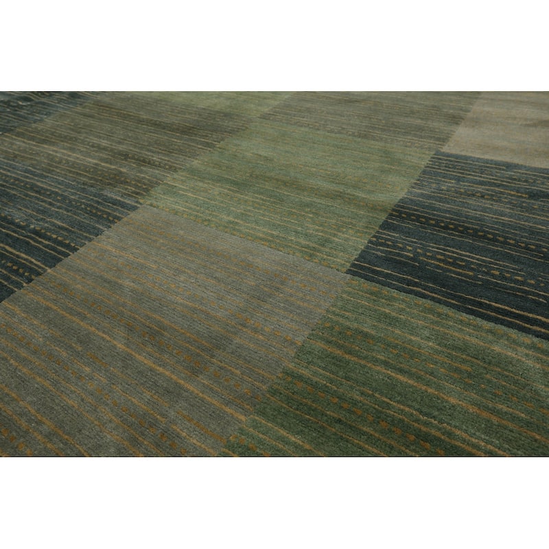 Hand Knotted Michaelian & Kohlberg Aqua Tibetan Wool Modern Area Rug - 8' 2'' x 9' 10''