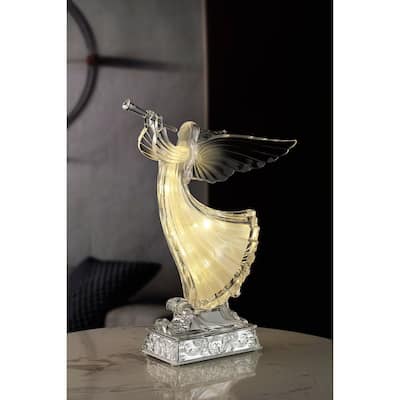 LED Lighted Glitter Angel Christmas Figurine Decorations - 12" - Set of 2