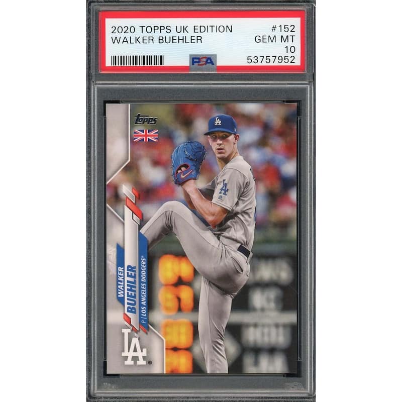 Walker Buehler 2020 Topps UK Edition Baseball Card #152 PSA 10 - 8'6" x 11'6"