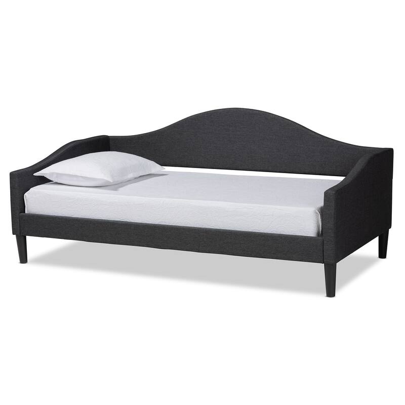 Milligan Modern & Contemporary Beige Fabric Upholstered Wood Daybed - Charcoal Grey, Dark Brown