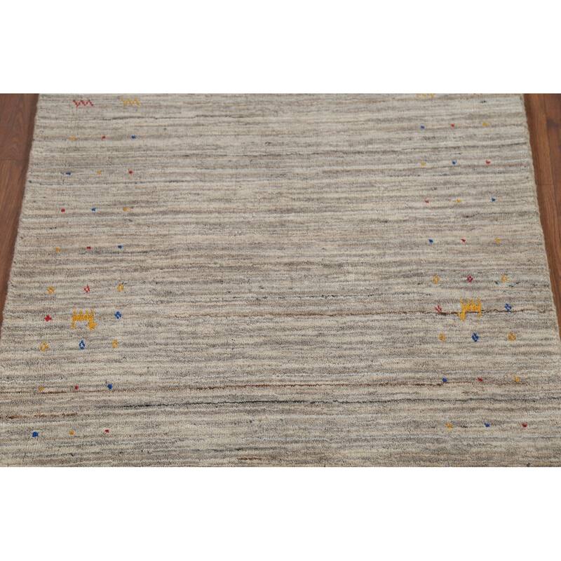 Striped Gabbeh Indian Runner Rug Hand-Knotted Wool Carpet - 2'11"x 9'8"
