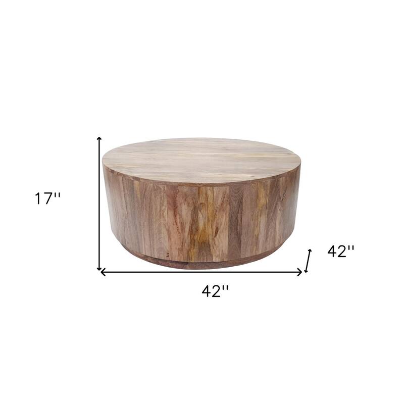 HomeRoots 42" Natural Solid Wood Round Coffee Table - 42' X '17' X '42