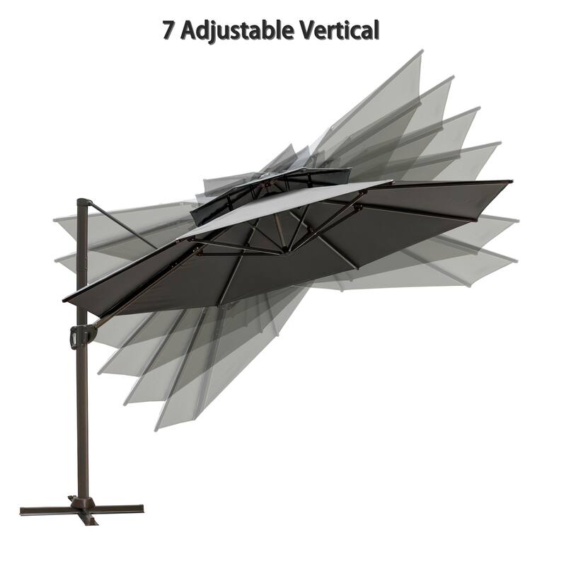 Pellebant 11.5 FT Double Top Patio Cantilever Umbrella, Base Not Included