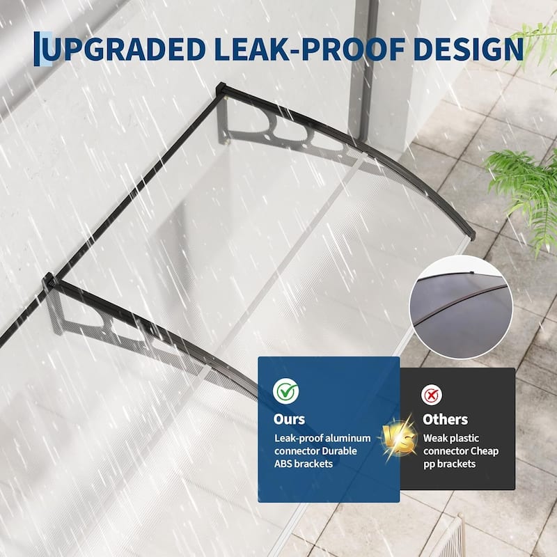 40"x120" Window Awning Canopy Exterior, Polycarbonate Cover, for Door Entrance - N/A