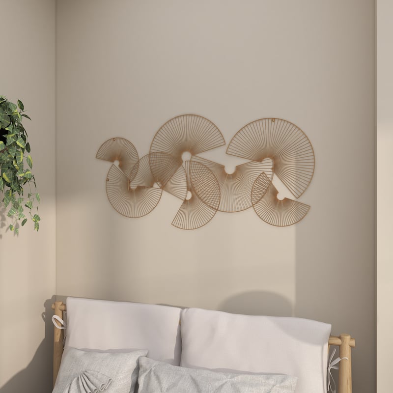 CosmoLiving by Cosmopolitan Gold Metal Crescent Overlapping Wire Fan Sunburst Home Wall Decor