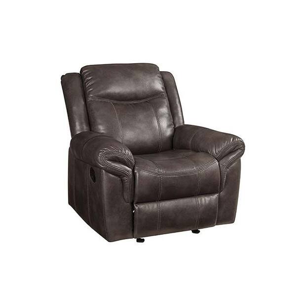 Leather Motion Recliner with Tight Back and Seat in Brown Bed Bath