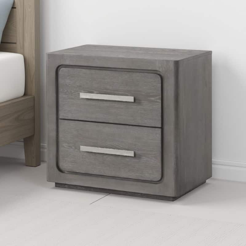 Thorne Nightstand, 2 Drawers with Top Felt Lining, Warm Gray, 27 Inch