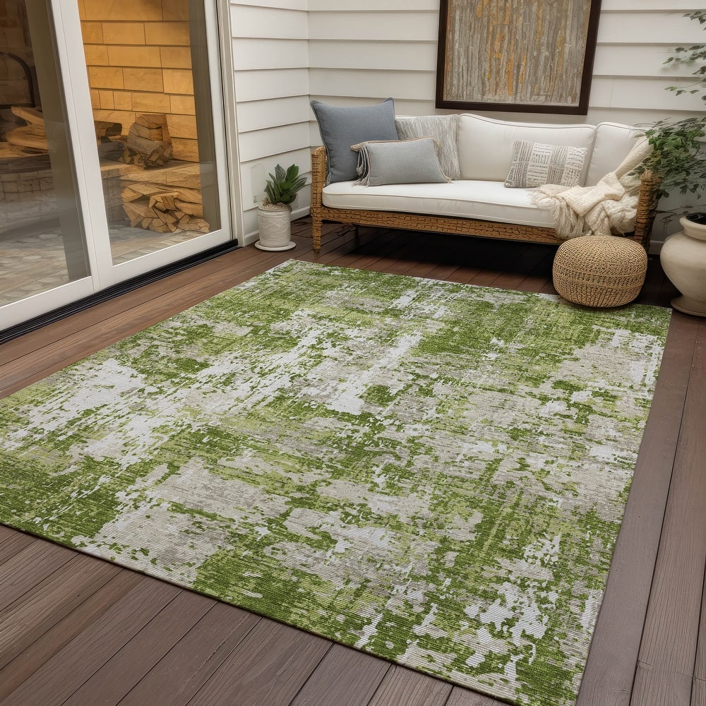 Machine Washable Indoor/ Outdoor Abstract Chantille Rug