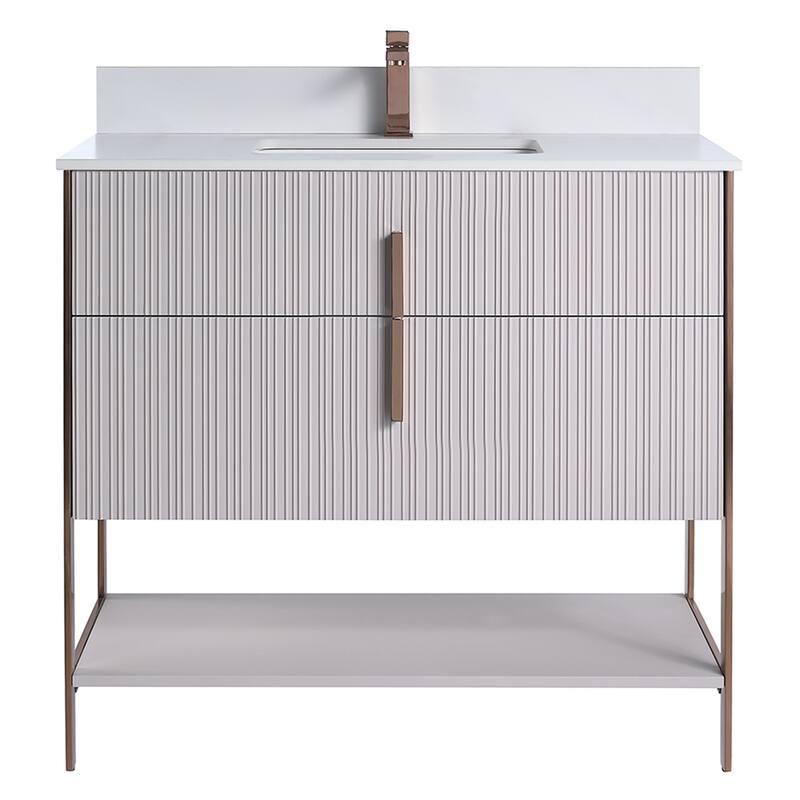 Fine Fixtures Serenity Modern Bathroom Vanity with White Stone Top