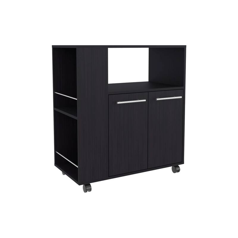 Wengue Kitchen cart with Microwave Shelf and Open Storage