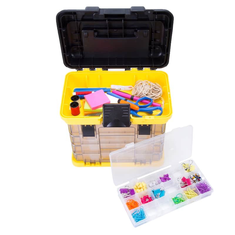 Portable Tool Box with Drawers - Durable Parts Organizer with 4 Compartments by Stalwart