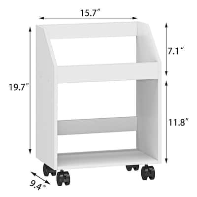White Bookcase with Wheels