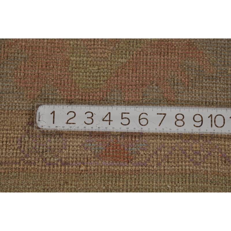 Hand Knotted Oriental 100% Wool Carpet Transitional All-Over Green Oushak Area Rug - 12' 5'' X 9' 3''