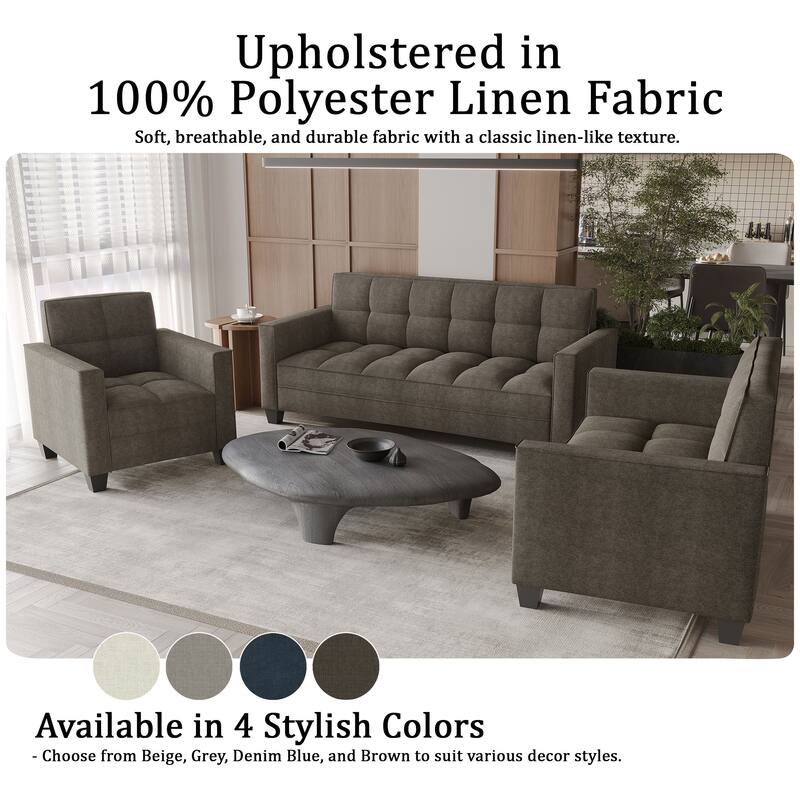 CraftPorch Chic Modern Linen Upholstered Loveseat
