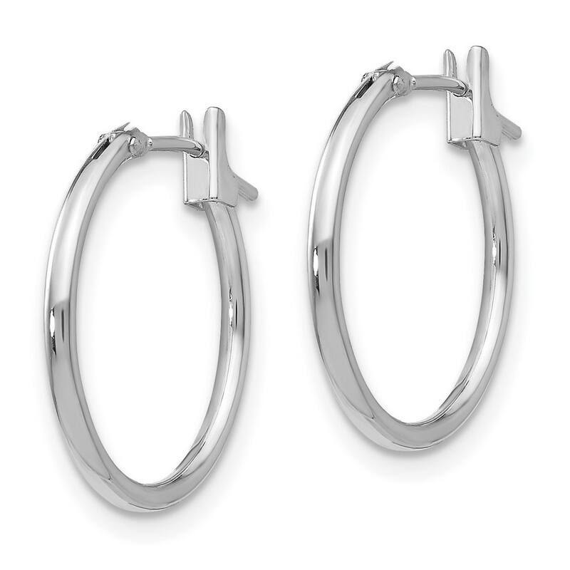 Curata 14k White Gold Small Polished 1.25x15mm Hoop Earrings