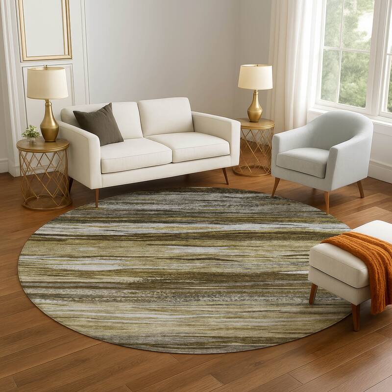 Premium Washable Super Soft Modern Stripes Mayfield Rug - Brown - 8' x 8'