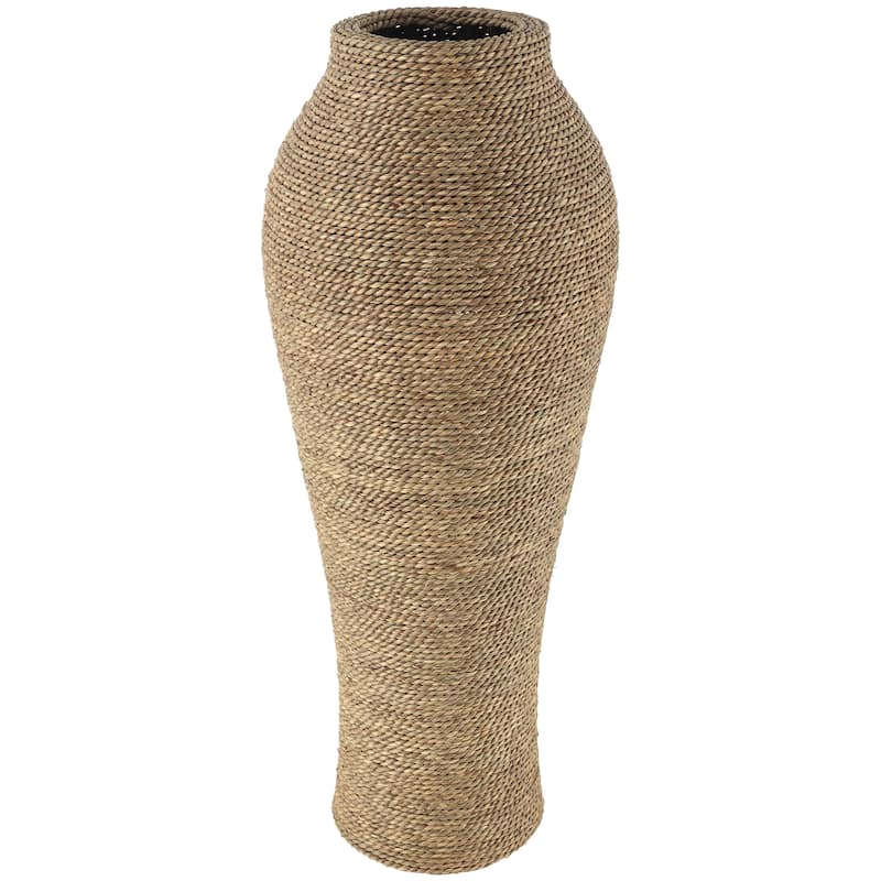 Seagrass Handmade Tall Wrapped Decorative Vase - Brown - Roche River Decor - Brown -12"W, 31"H