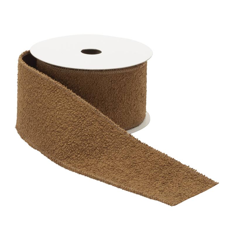 Fuzzy Brown Wired Ribbon (Set of 2) - N/A