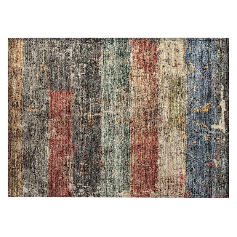 Machine Washable Indoor/ Outdoor Abstract Contemporary Chantille Rug