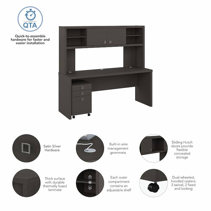 Echo 72W Computer Desk with Hutch & Drawers by Bush Business Furniture