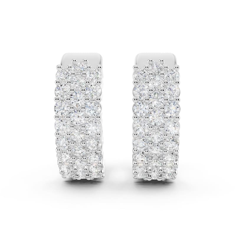 Vault Classics 1.00ct TW Natural Diamond 3-Row Hoop Earrings (I VS2)