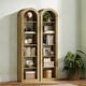 preview thumbnail 8 of 19, 6-Tier Wooden Tall Bookshelf, 74.8 Inches Rustic Arched Bookcase 2PCS - Brown