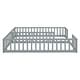 preview thumbnail 43 of 45, Twin Size Kids Bed Frame, Double Twin Floor Bed with Fence Guardrails