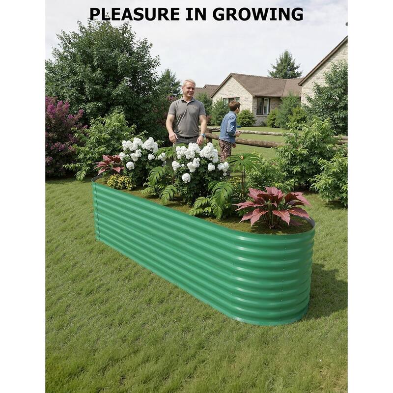 Oval Raised Garden Bed - 0.6mm Resistant Galvanized Steel Planter Box with Tool-Free Assembly,2 PCS