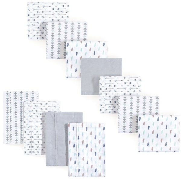 slide 1 of 1, Luvable Friends Infant Boy Cotton Flannel Burp Cloths and Receiving Blankets, 11-Piece, Boy Feathers, One Size One Size - Boy Feathers