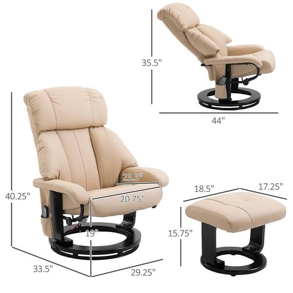 Massage Recliner Chair with Ottoman, 360 Swivel Recliner and Footstool
