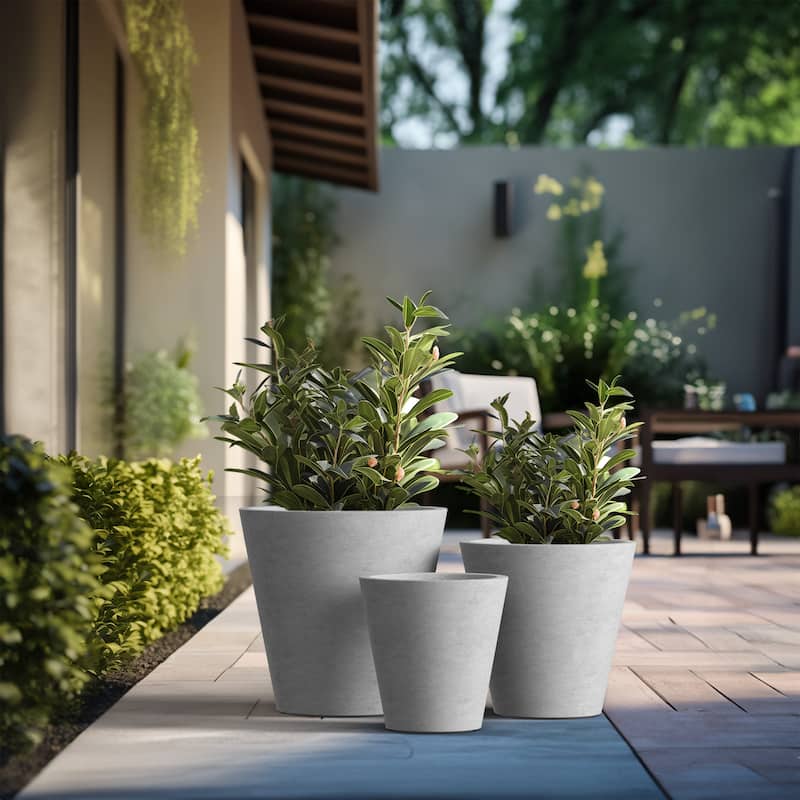 Tall Concrete Round Plant Pots / Large Indoor and Outdoor flower Planters