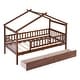 preview thumbnail 12 of 27, Twin Size Wooden House Bed with Two Drawers and Fence for Boys, Girls and Bedroom