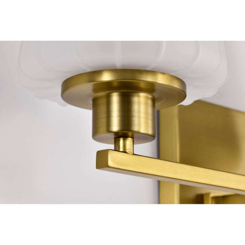 Lune 3 Light Vanity Vintage Brass Finish Etched White Glass - Vintage Brass