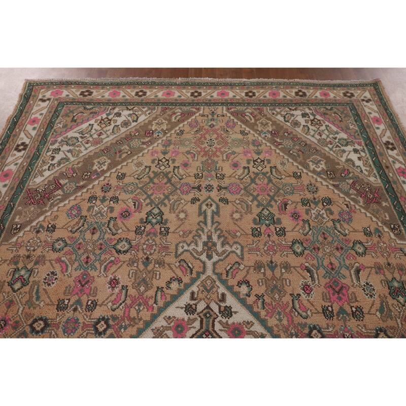 Geometric Hamedan Persian Vintage Area Rug Handmade Wool Carpet - 6'7"x 10'4"