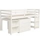 preview thumbnail 42 of 48, Low Study Twin Size Wooden Loft Bed with Cabinet and Rolling Portable Desk - Functional Design