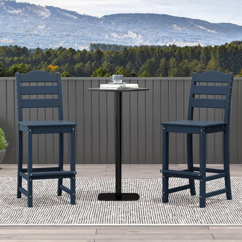 Costway Outdoor HDPE Bar Stool Patio Tall Chair Backrest Footrest All - See Details