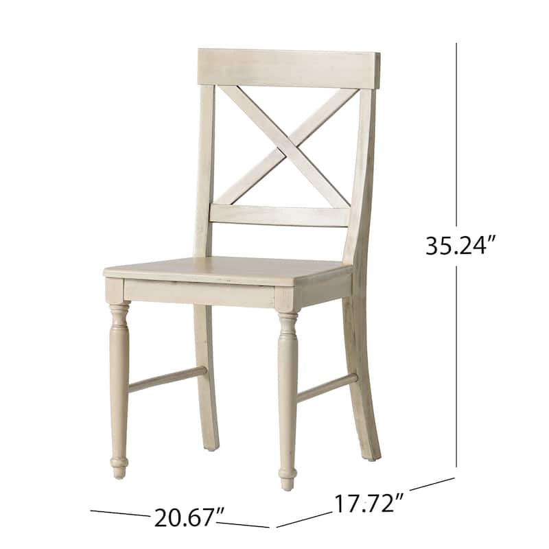 Roomfitters Farmhouse Acacia Wood Dining Chairs with Classic X-Shaped Back, Set of 2