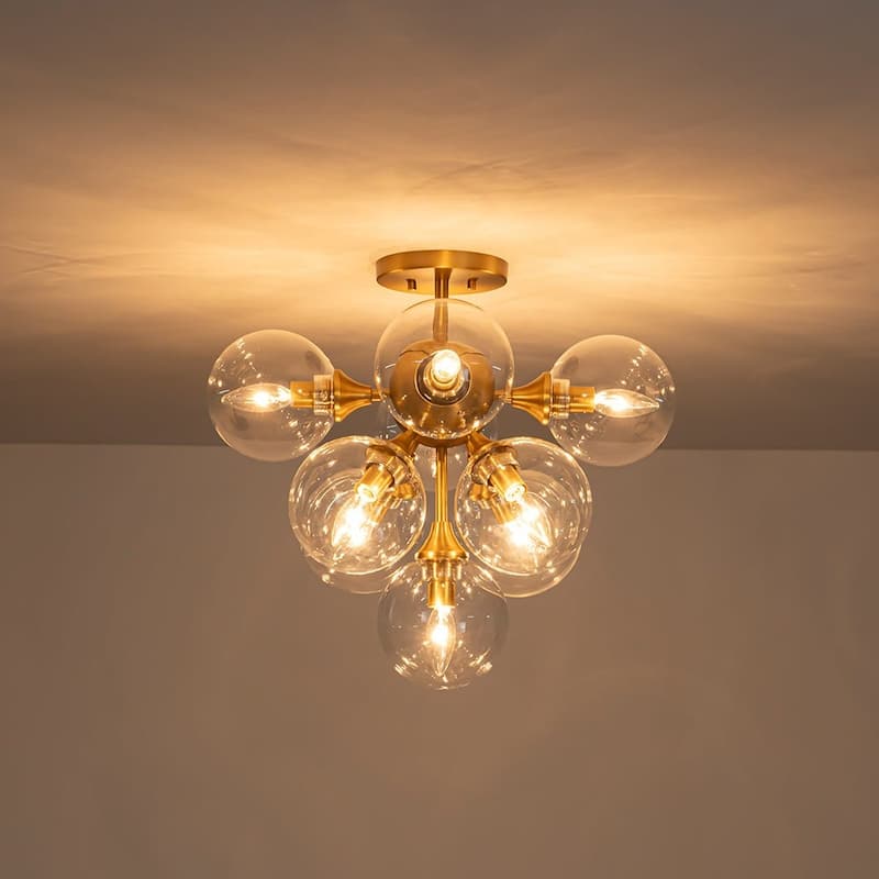 Funky 9-Light Tiered Glass Globe Bubble Semi Flush Mount 20.5in