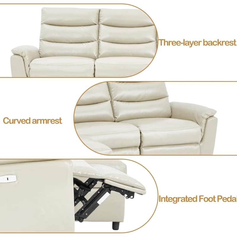 AECOJOY Power Reclining Sectional Sofa, PU Leather Sleep Sofa Bed with Storage Chaise, Adjustable Backrest & Footrest