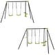 preview thumbnail 8 of 7, Metal Frame Swing Set Outdoor Swing Set, Swing Slide Playset - 100.78"L x 53.54"W x 70.86"H