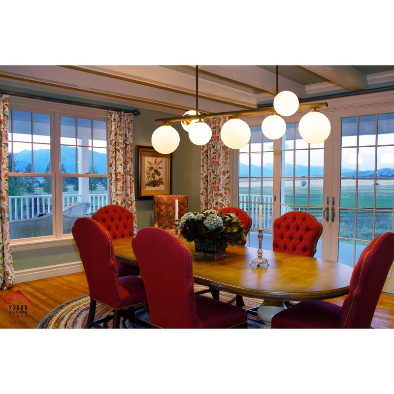 Modern 5-Light Linear Globe Chandelier Kitchen Island Pendant Light - Black