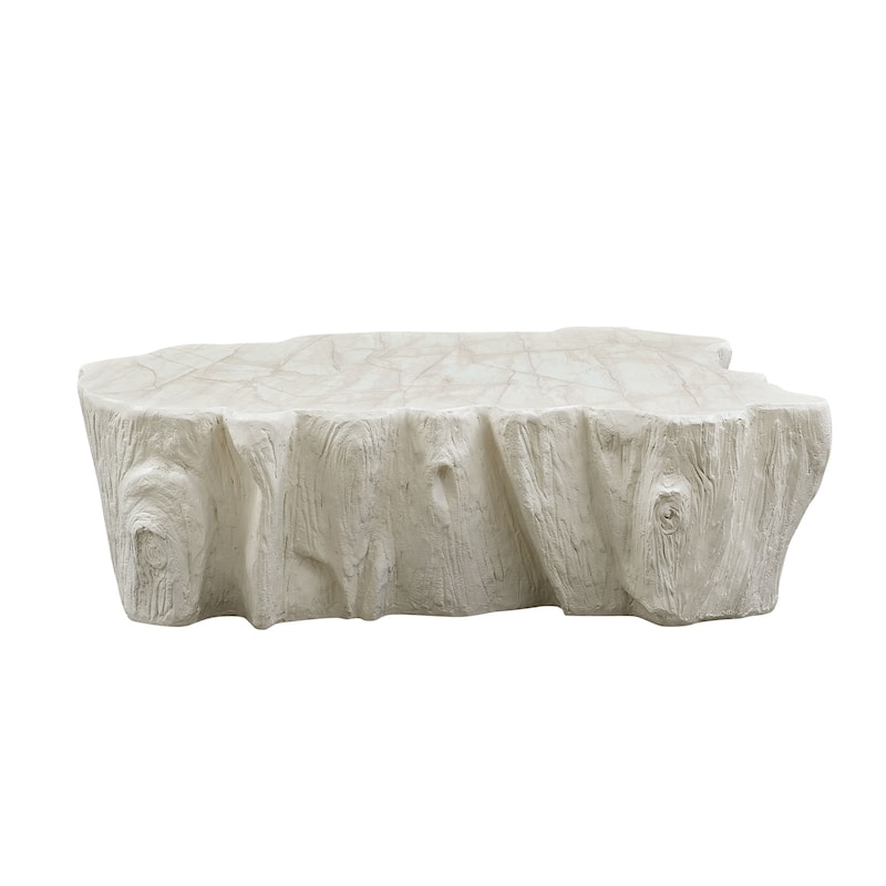 48.62" Unique Shape Sturdy Fiberglass Coffee Table for Living Room, No Need Assembly - Beige