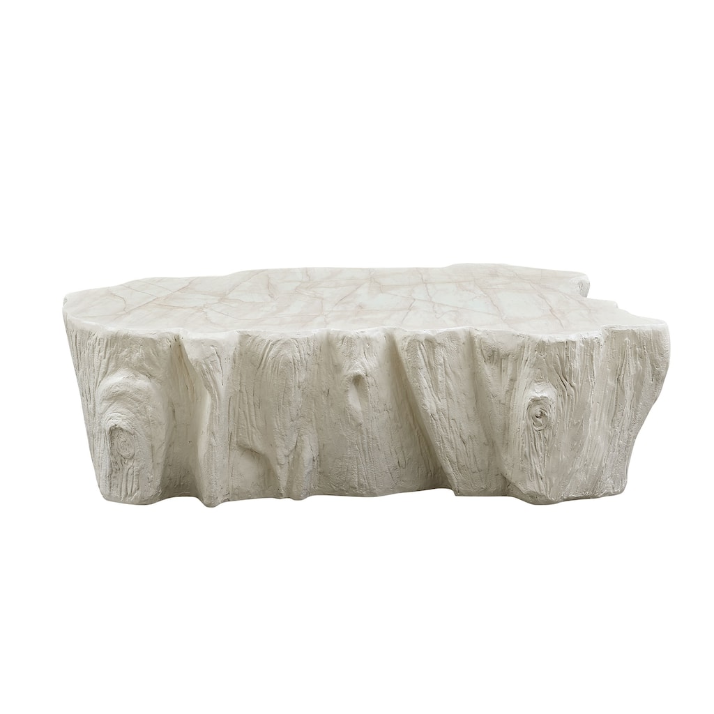 48.62" Unique Shape Sturdy Fiberglass Coffee Table for Living Room, No Need Assembly