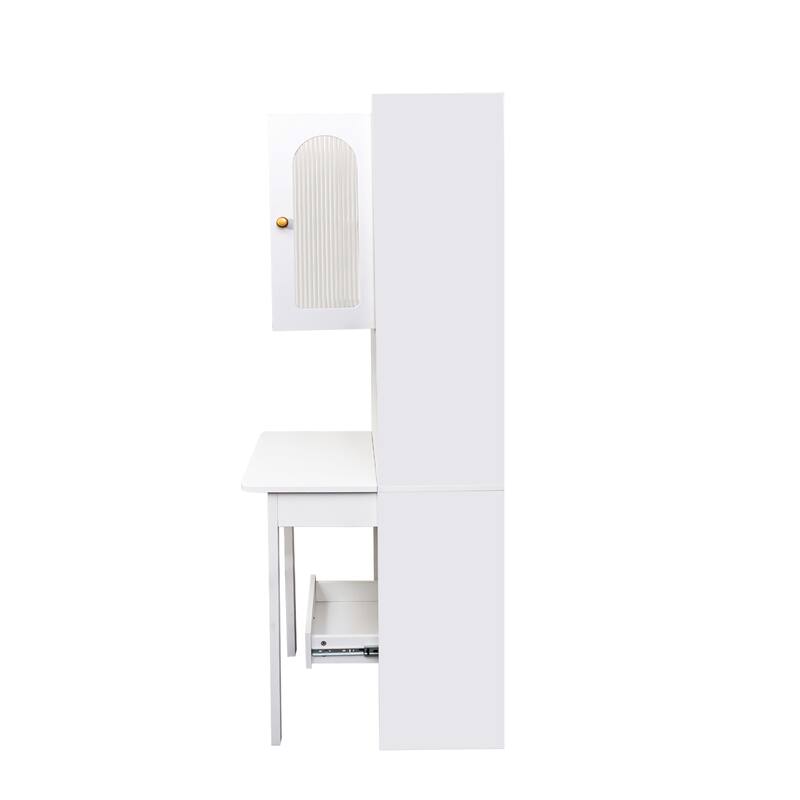 Roomfitters Fold-Out Convertible Writing Desk Cabinet with Shelf and Drawer, Space-Saving Home Office Workstation