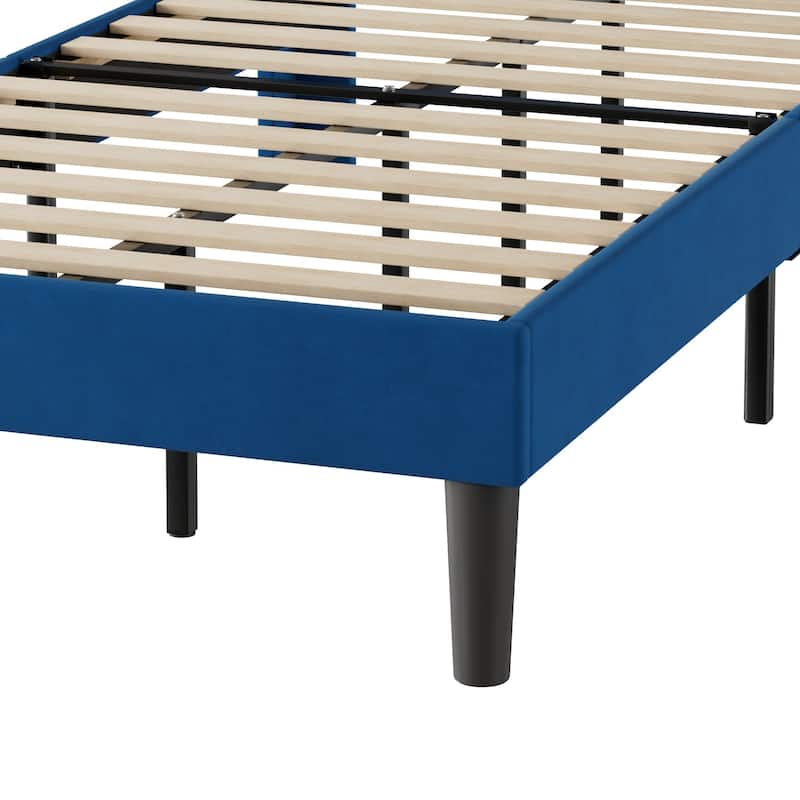 Javlergo Upholstered Bed Frame with Wingback Panel Headboard, No Box Spring Needed